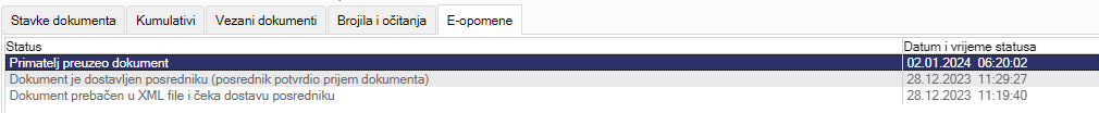 Faros ERp omogućava praćenje statusa dokumenta e Opomena